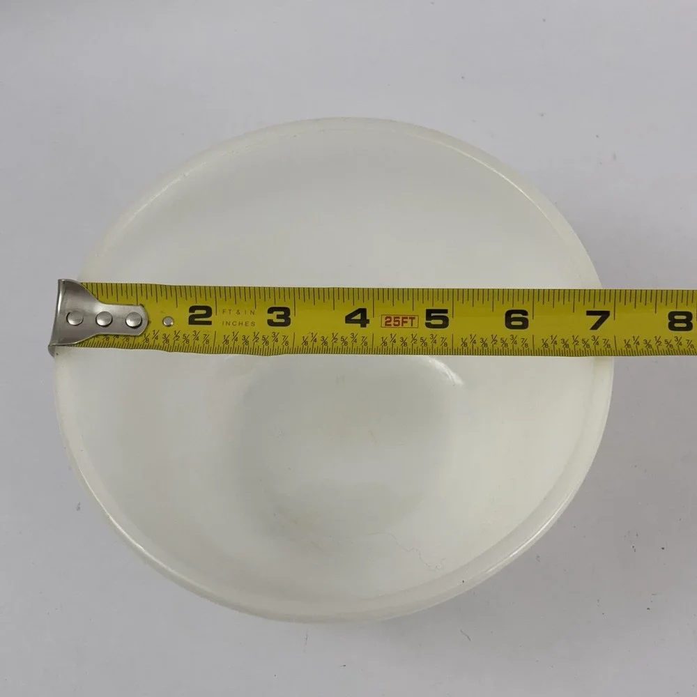 Vintage Fire King Oven Ware White Ribbed Swirl Milk Glass Mixing Bowl - 7 Inches